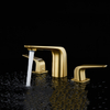 Kaiping Gockel, latón dorado cepillado, doble manija, 3 orificios, montado en la cubierta, grifo mezclador para lavabo, grifo para lavabo de baño