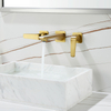 Grifo de baño de grifo mezclador de lavabo de 8 "de doble manija montado en la pared de oro rosa de alta calidad