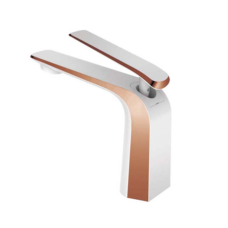 2021 Nuevo diseño Montado en cubierta Blanco y oro rosa Grifo de lavabo de baño Grifo de lavabo de baño