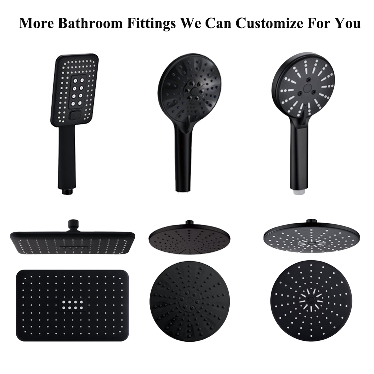 Cabezal de ducha de mano negro ABS con 4 funciones Cabezal de ducha de mano para baño