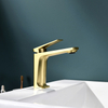 Grifo mezclador de lavabo dorado cepillado de una sola manija de alta calidad para baño