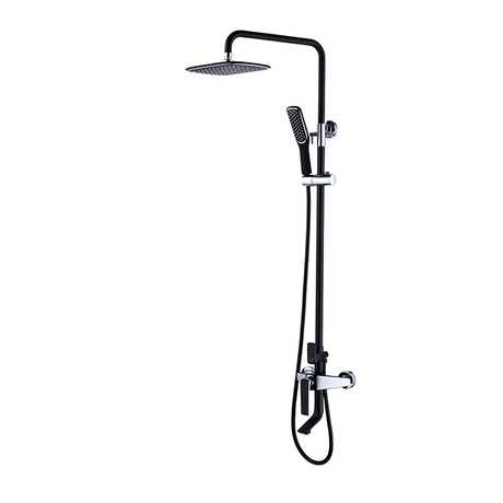 Cabezal de ducha de lluvia de agua fría y caliente de alta calidad con conjunto de columna de grifo de ducha expuesta para baño con rociador de mano