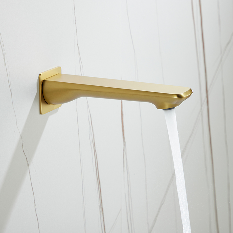 Grifo de bañera de baño de montaje en pared de oro cepillado de cobre de lujo Caño de baño de relleno