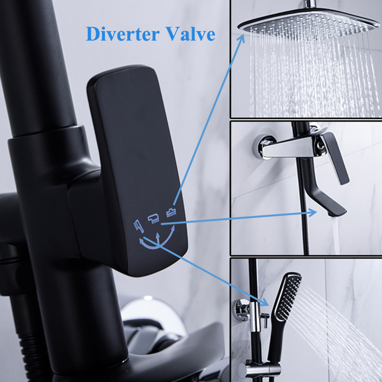 Cabezal de ducha de 3 funciones del fabricante de China con juego de grifo de ducha de baño con espray de mano