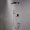 Nuevo diseño en baño montado en la pared Juego de grifos de ducha de lluvia Matt Black Square Rain Shower Set