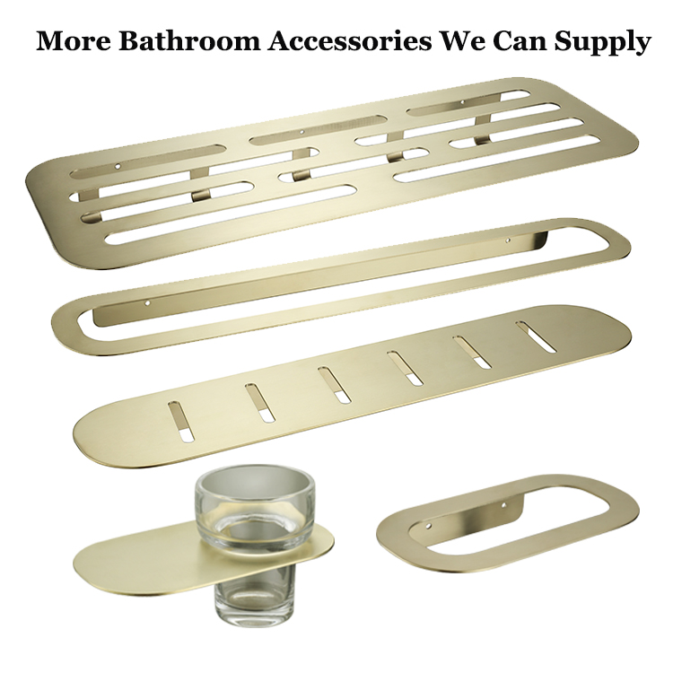 Hotel Accesorios de baño de acero inoxidable Cepillo de dientes de oro cepillado Soporte de vaso de una sola taza de vidrio