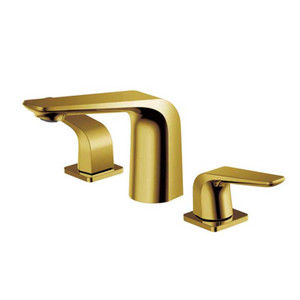 Lujo 8 "generalizado 3 orificios de doble manija montado en la cubierta de titanio oro encimera grifo del lavabo del baño grifo mezclador del fregadero