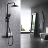 Grifo de ducha de lluvia de baño de latón moderno, columna montada en la pared, juego de ducha de baño negro mate