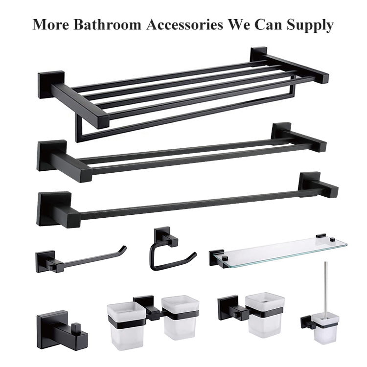 Nuevo diseño, accesorios de baño de cobre negro, soporte de cepillo de baño de acero inoxidable montado en la pared para limpieza
