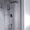 Mezclador de ducha de agua fría y caliente moderno de fábrica de China en conjunto de ducha oculta de lluvia de baño negro montado en la pared