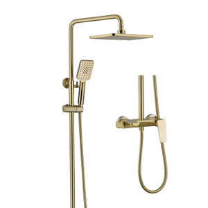 2021 nuevo diseño Desigh baño cobre montado en la pared oro expuesto baño ducha grifo conjunto