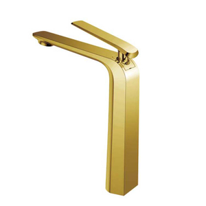 Grifo de lavabo de titanio dorado con un solo orificio y manija sólida Grifo de agua Mezclador de lavabo de baño