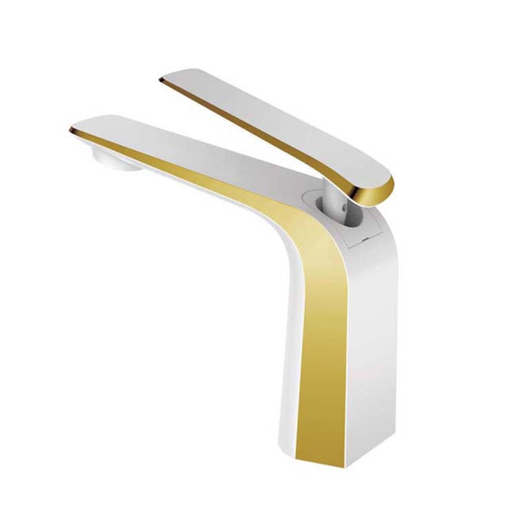 2021 Luxury Cropper White and Titanium Gold Grifo para lavabo Grifo para lavabo facial para baño
