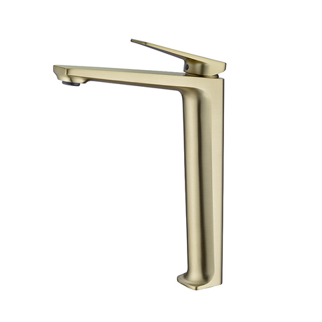 Grifo de baño de lavabo de recipiente alto de oro cepillado Popular grifo mezclador de tocador de lavabo de un solo orificio