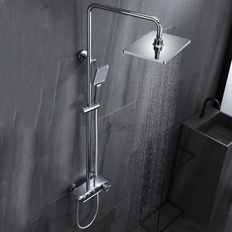 Juego de mezclador de ducha de baño de lluvia expuesta de cromo de latón montado en la pared de nuevo diseño