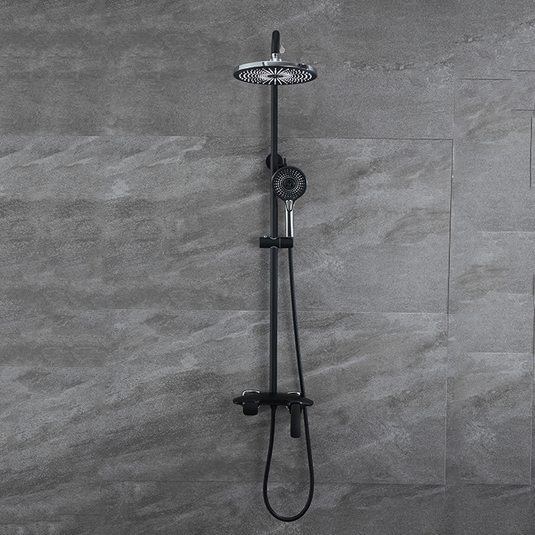 Columna de ducha negra mate europea con mezclador de grifo Baño Juego de ducha de baño de lluvia